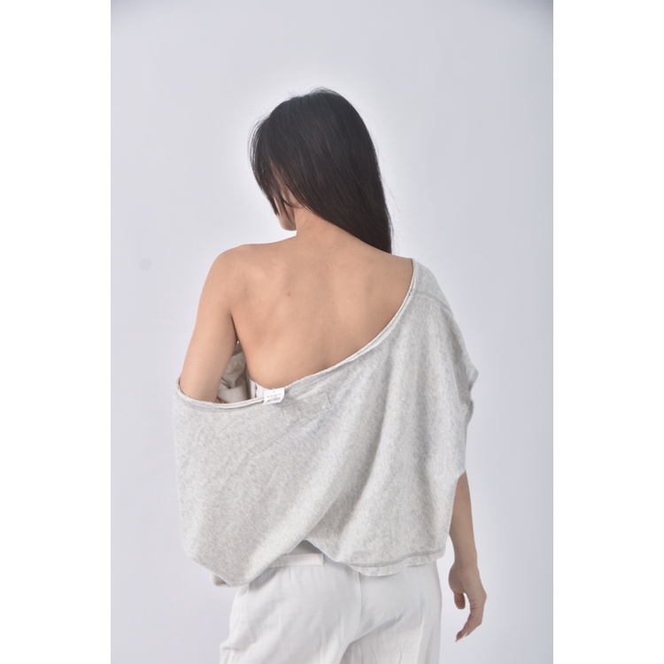 (F) abercrombie fitch質感棉質純棉灰色短袖上衣二手衣, , large