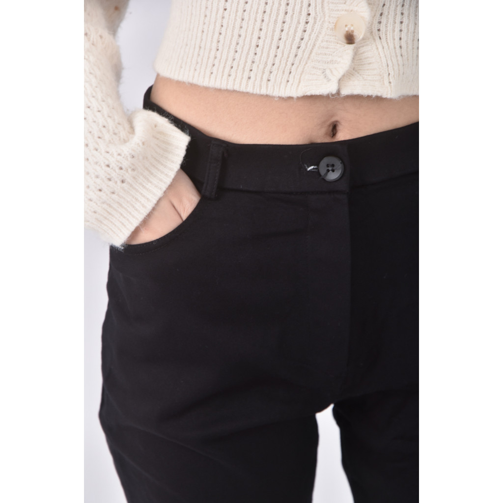 (M) s basic高腰棉質直筒黑色長褲二手衣, , large