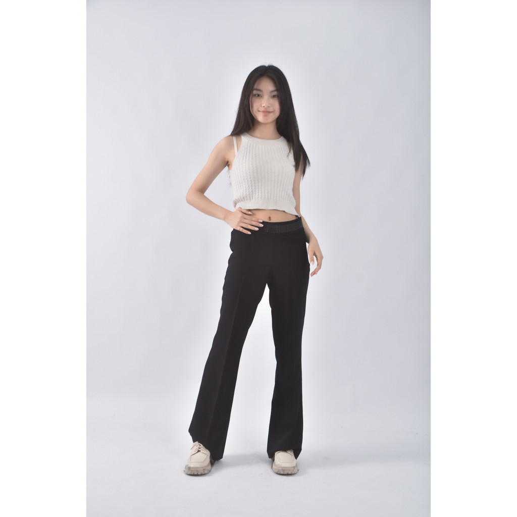 (M) mexx腰部造型黑色長褲二手衣, , large