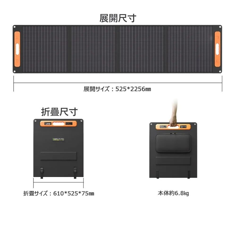 日本【GOODGOODS】 200W太陽能充電板 折疊攜帶式 露營 野營 防災用, , large