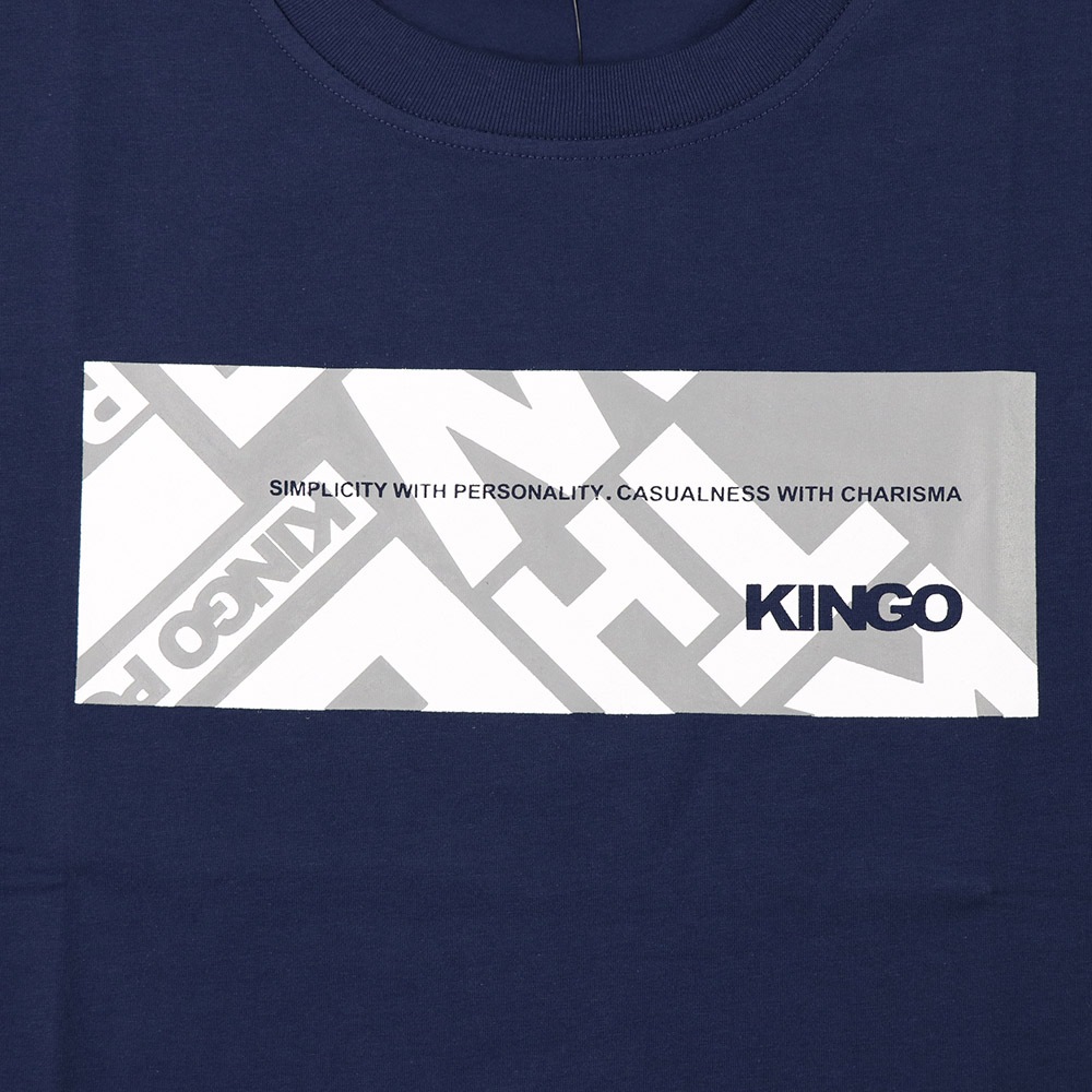 KINGO-超大尺碼-男款 圓領T恤-丈青-415128, , large