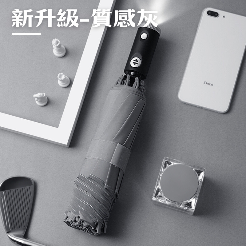 LED Reversible Automatic Umbrella – Inverted Design, LED Handle, One-Touch Open/Close, , large
