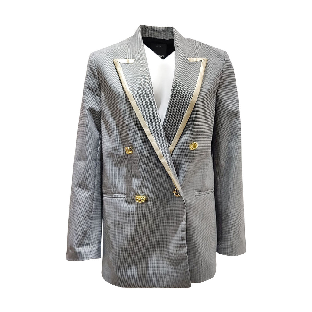 PINKO灰色劍領鑲邊西裝外套, , large