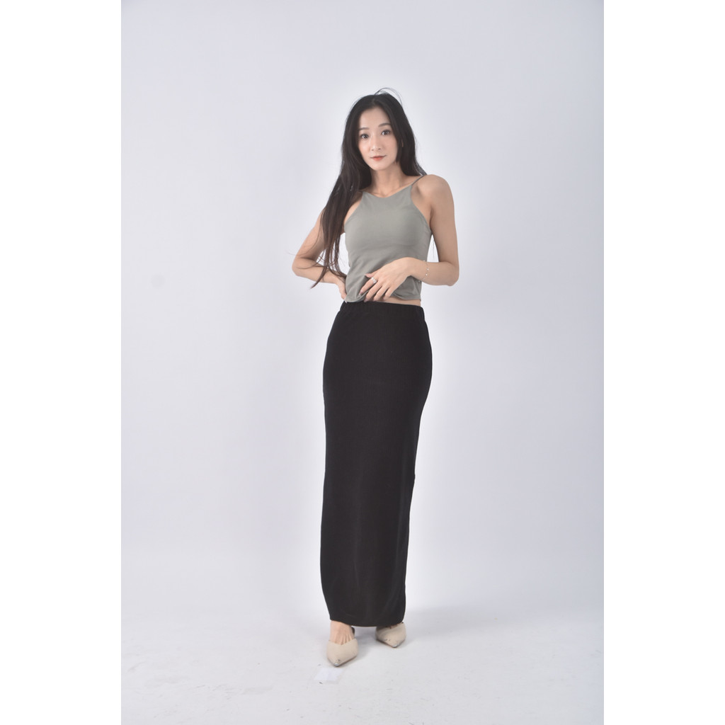 (S) mosdress質感開岔黑色長裙二手衣, , large