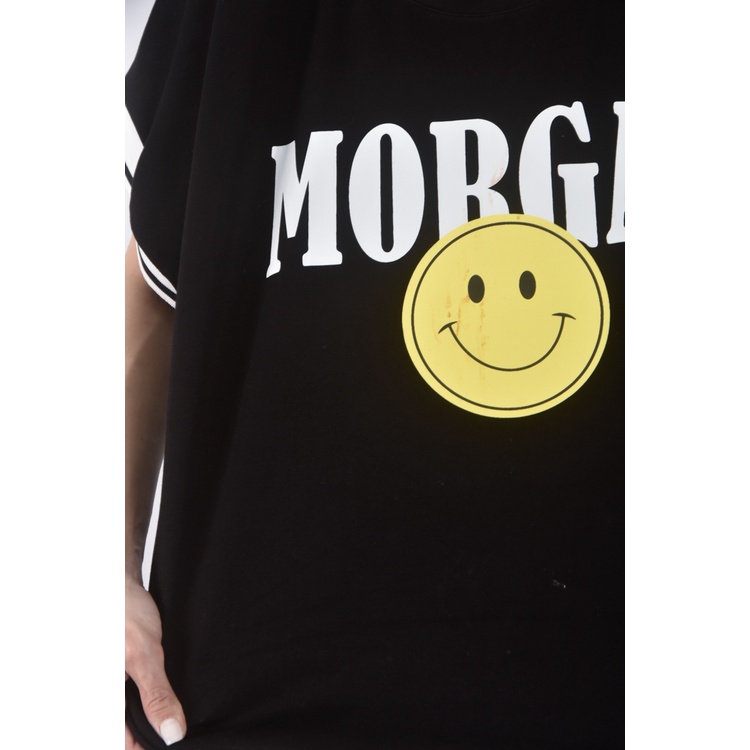 (M) miss lin印花黑色短袖上衣二手衣, , large