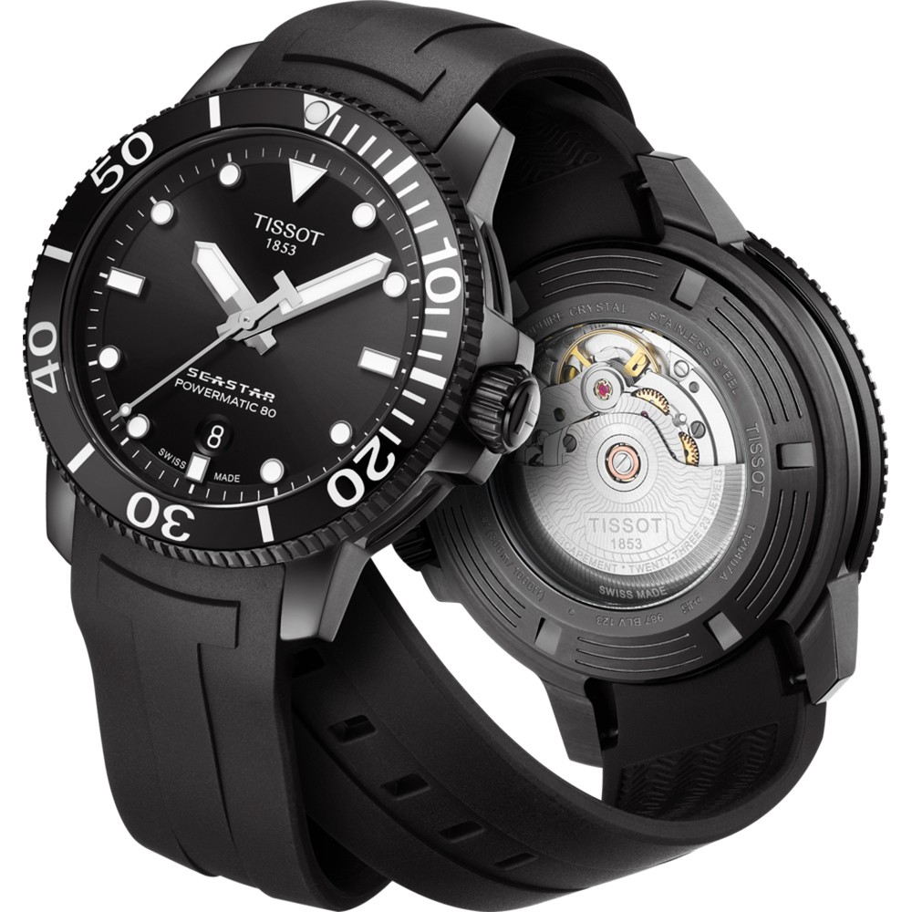 TISSOT 天梭 Seastar 海洋之星陶瓷潛水機械錶-PVD/43mm T1204073705100, , large