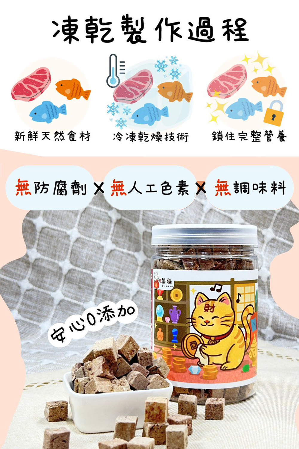 【大吉福貓】新鮮貓凍乾55-110g/入*3入組(貓零食/雞肉凍乾/鮭魚凍乾/鱈魚凍乾/牛肝凍乾), , large