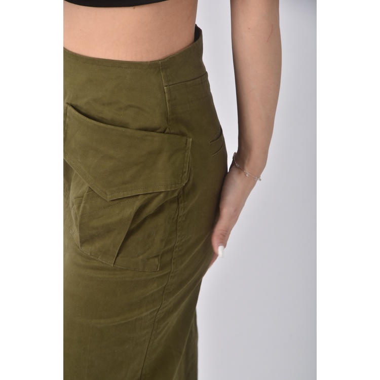 (M) 質感開岔綠色長裙二手衣, , large