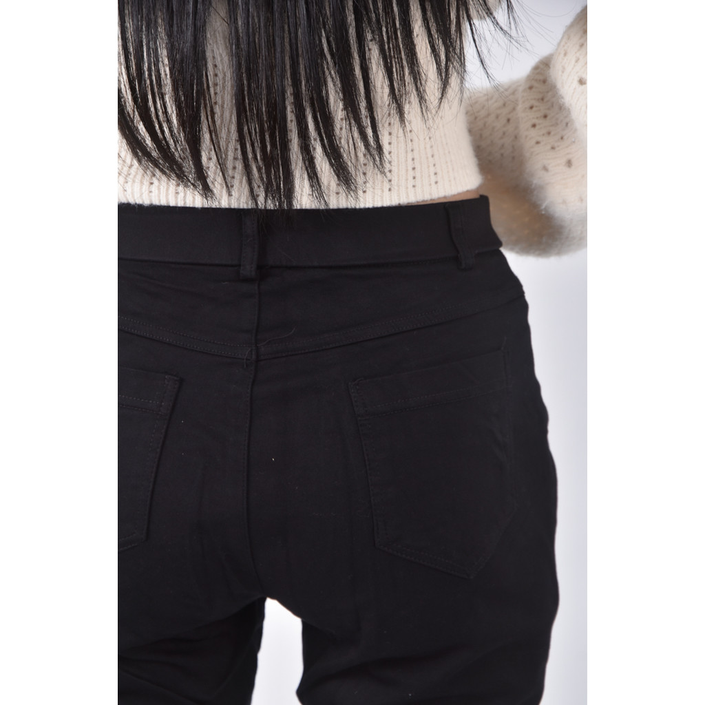 (M) s basic高腰棉質直筒黑色長褲二手衣, , large