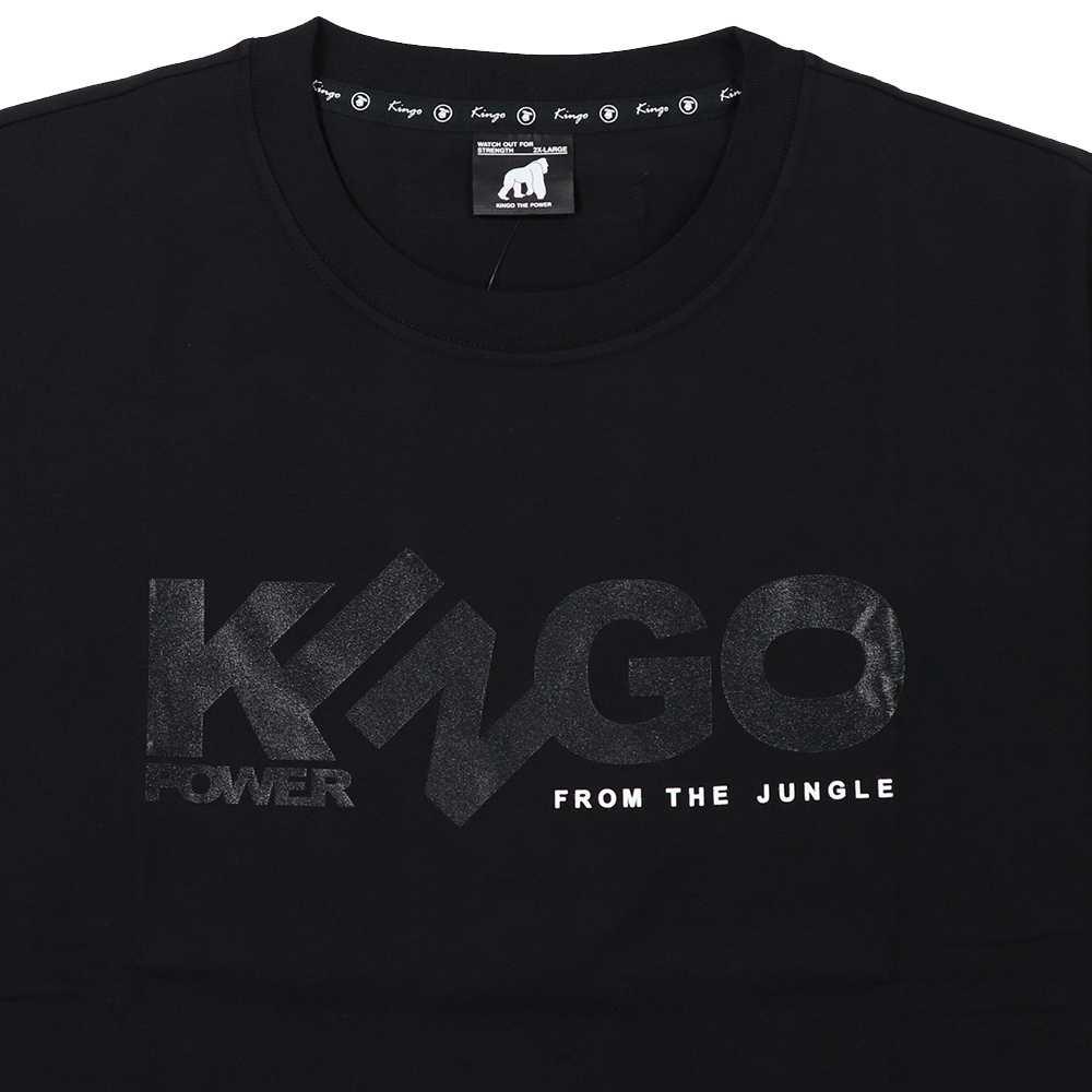 KINGO-超大尺碼-男款 圓領T恤-黑-415134, , large