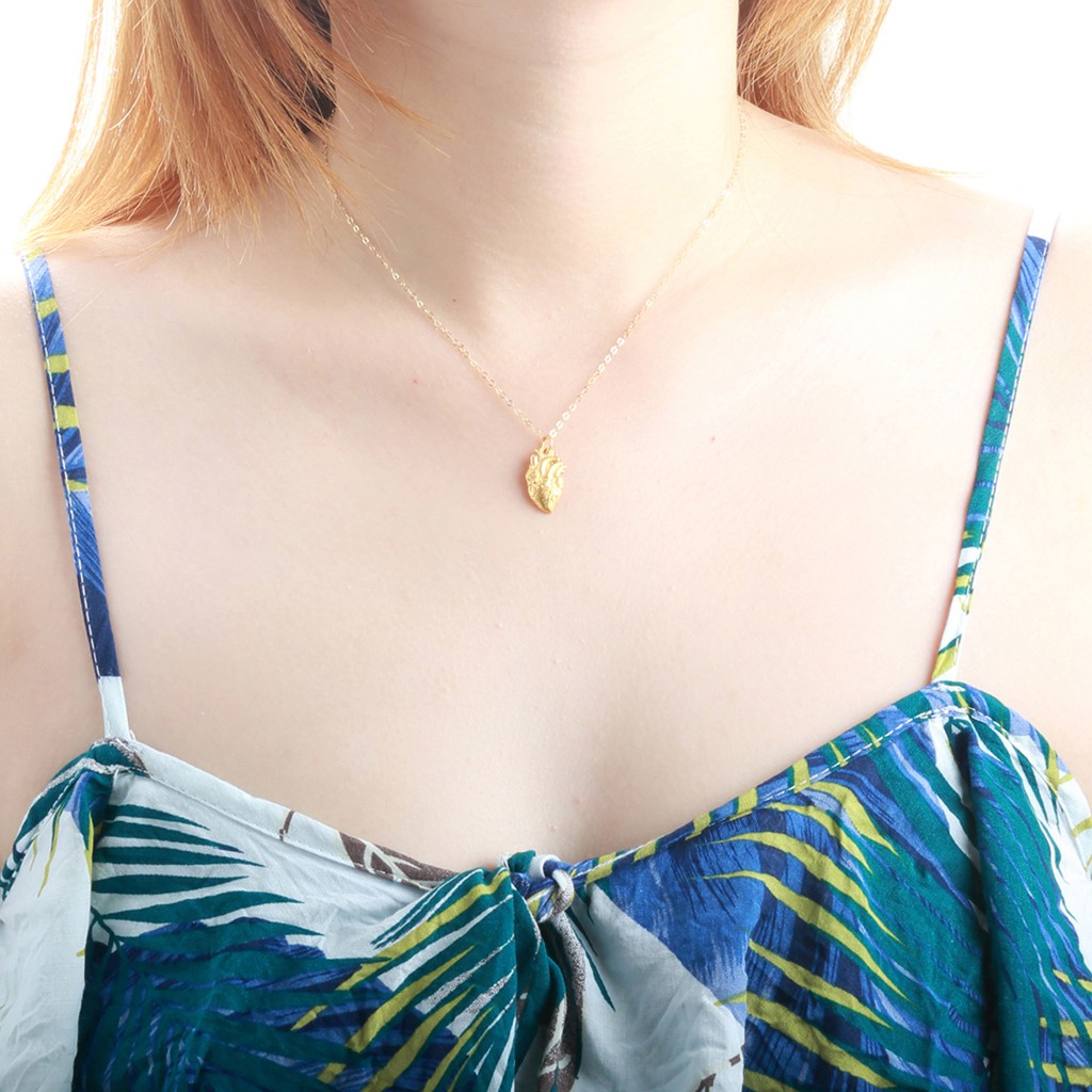 【Angel & Me】Heart s925 sterling silver 24k gold plated necklace gift, , large