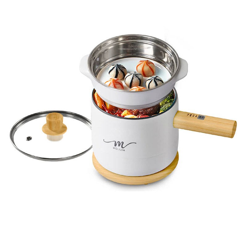 【MOLIJIA 魔力家】1.8L-M17 多功能美食料理不沾快煮電火鍋/煮飯/蒸煮鍋-白木紋, , large