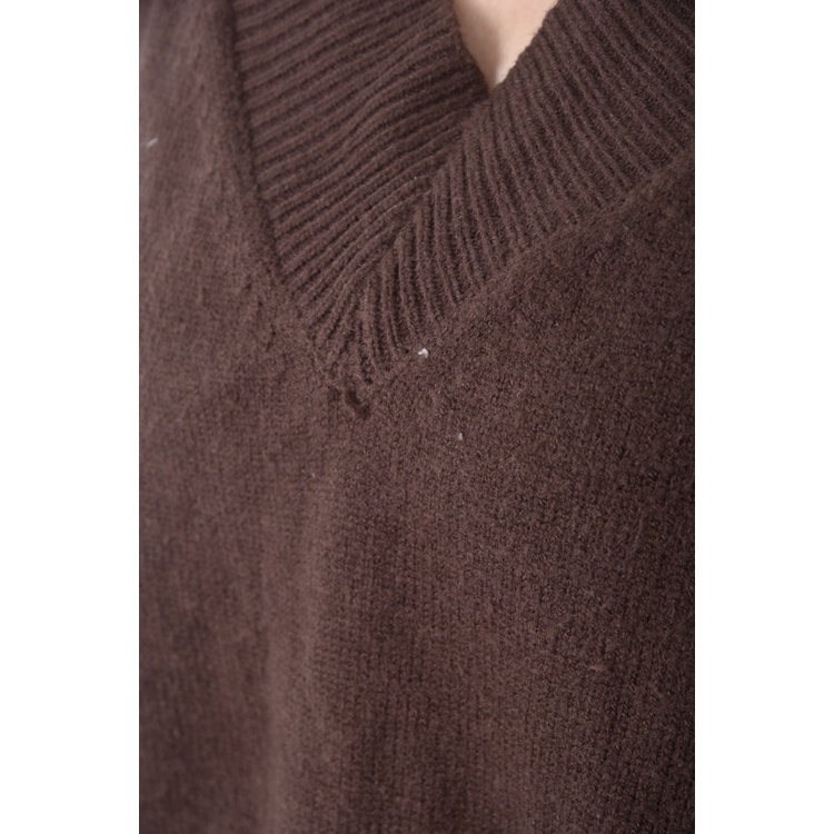 (F) black vin針織背心棕色上衣二手衣, , large