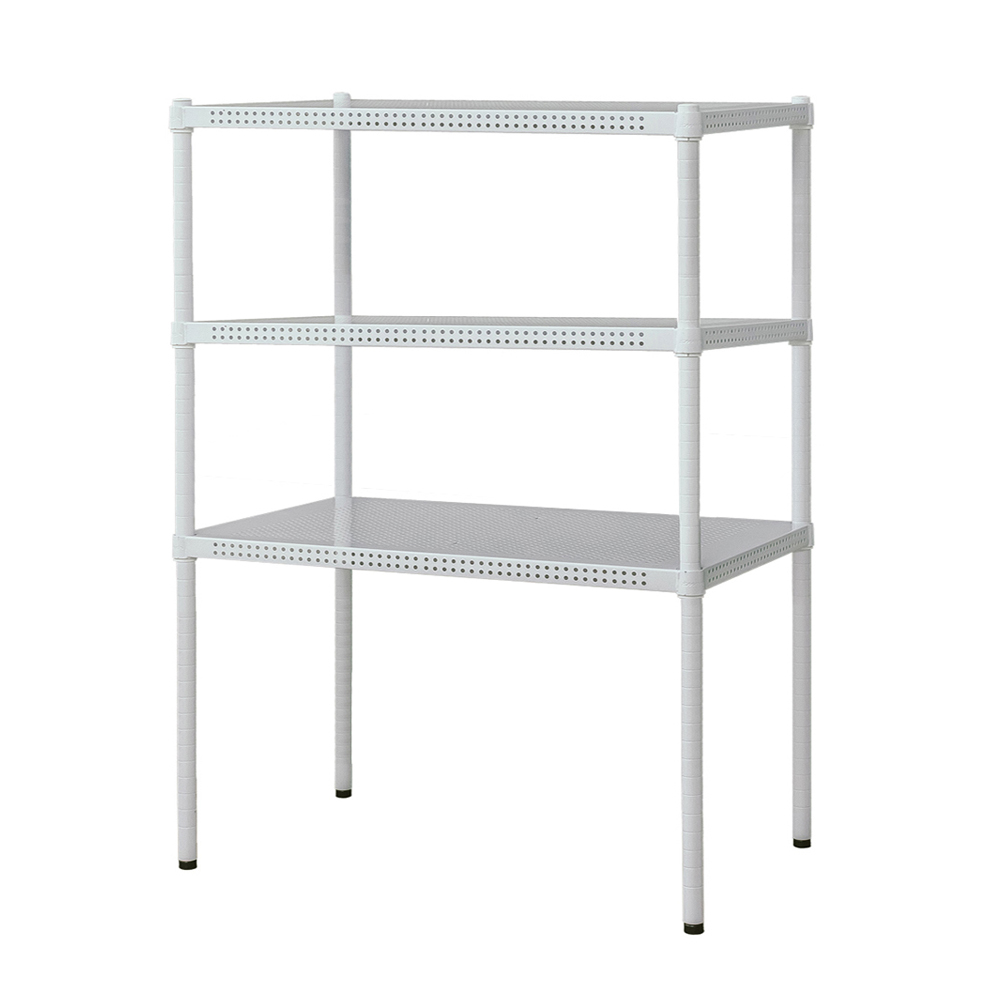 【Y HOUSE】60x45x90cm Perforated Plate Three-layer Shelf Perforated Plate Shelf Iron Shelf - Painted White