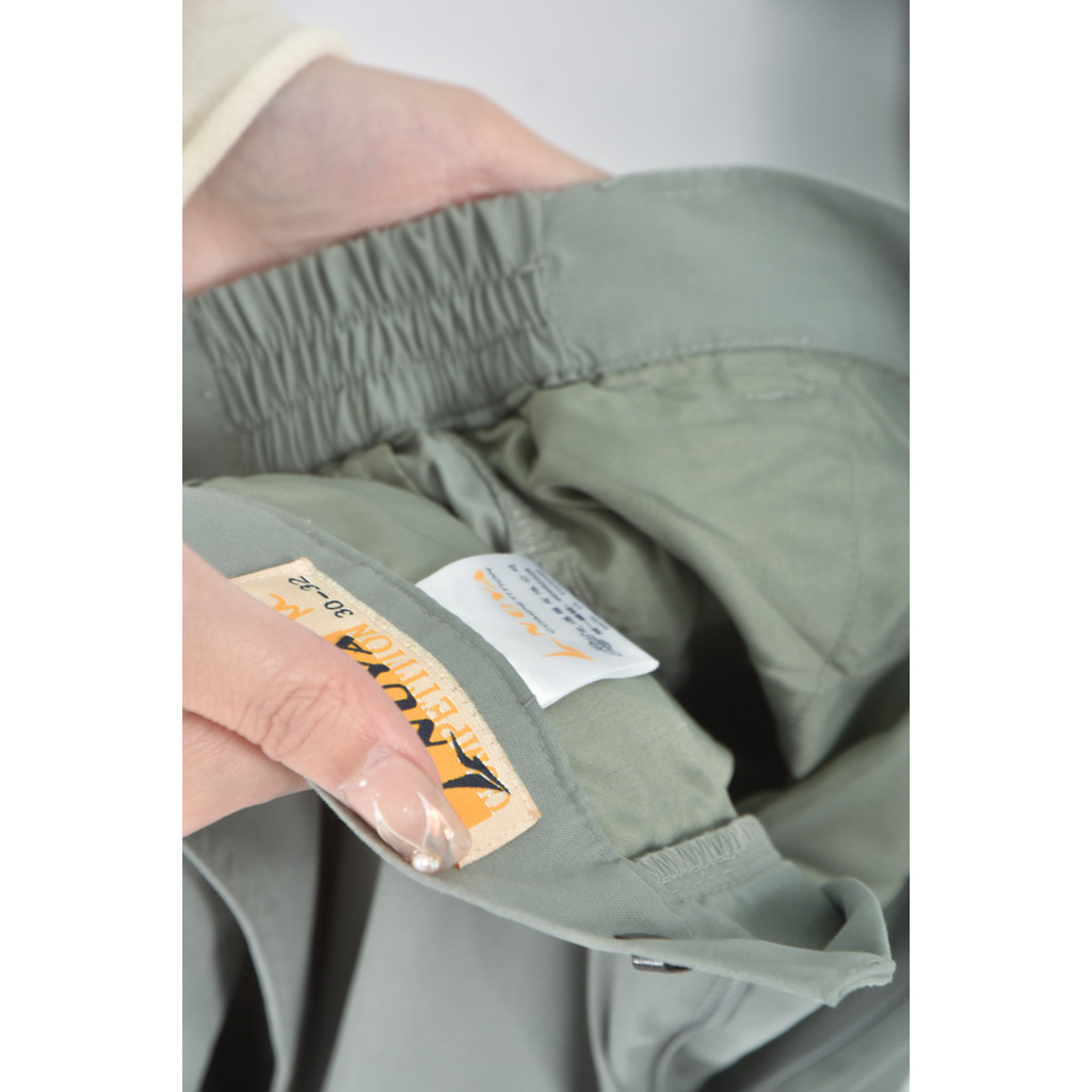 (2XL) noya高腰西裝寬鬆綠色長褲二手衣, , large