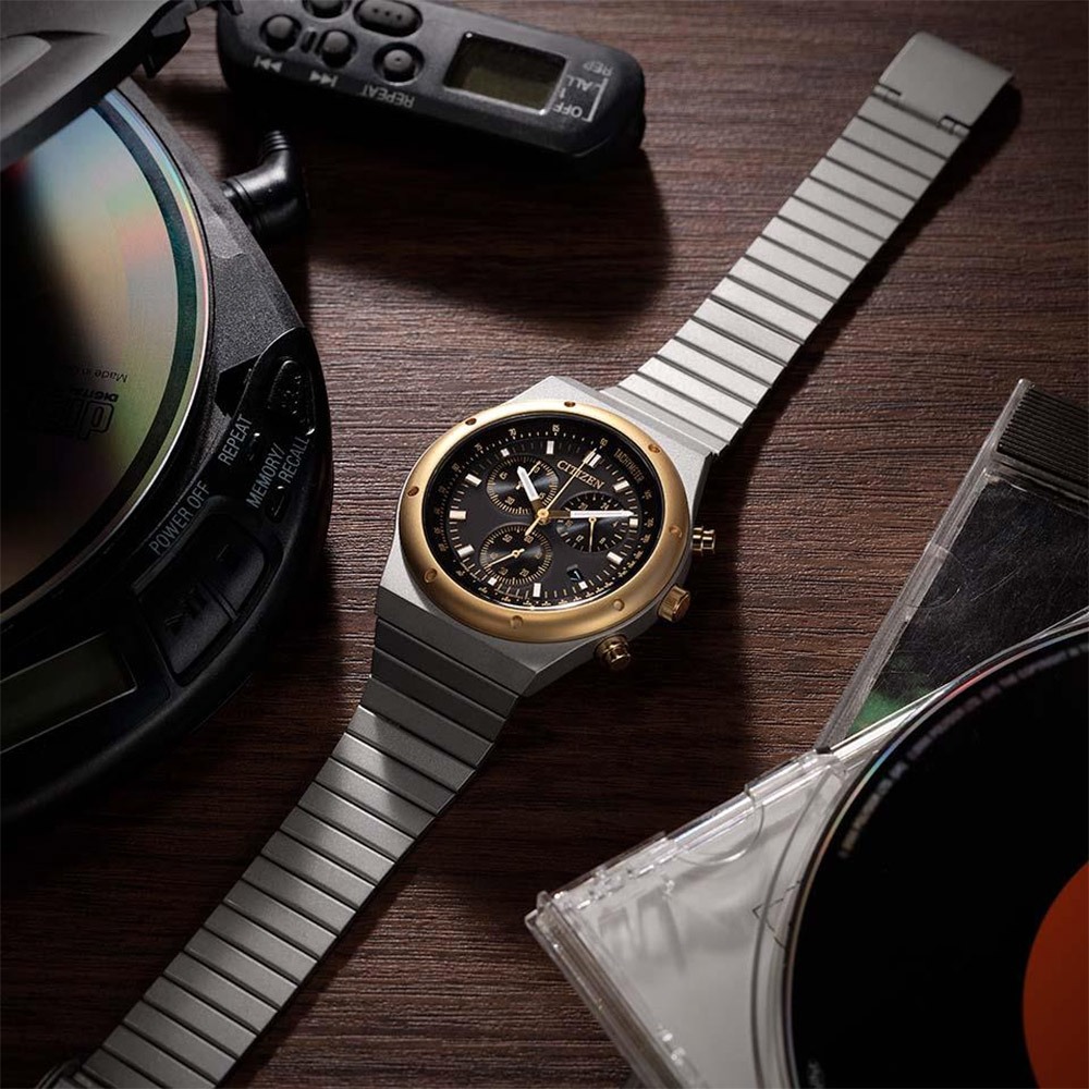 CITIZEN 星辰 昭和金限定款 限量光動能三眼計時手錶 中性錶 38mm AT2544-64E, , large