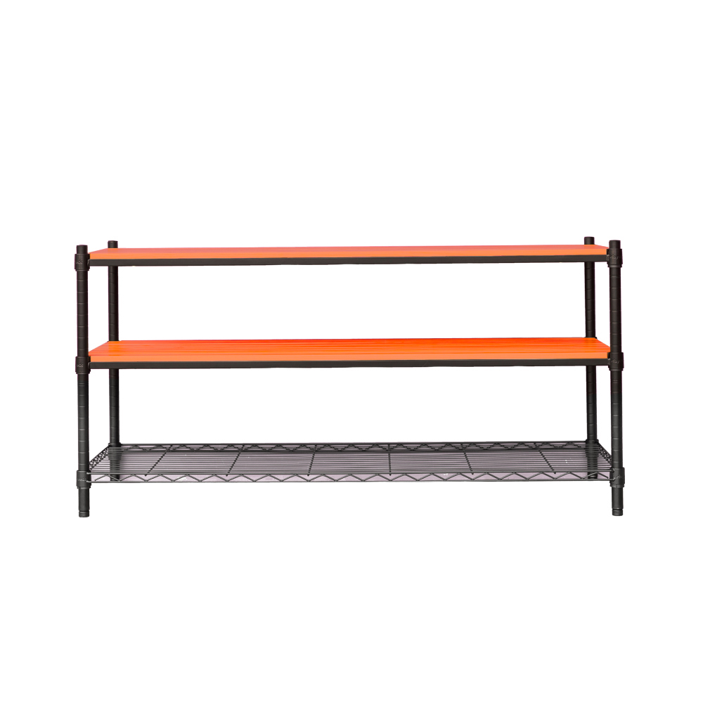 【Y HOUSE】Pine 120x45x60 cm three-layer paint color storage shelf wooden shelf-teak paint black, , large