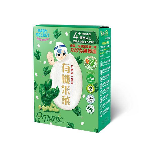 [正光藥局]寶寶的秘密-有機菠菜米果 6g*6/盒, , large