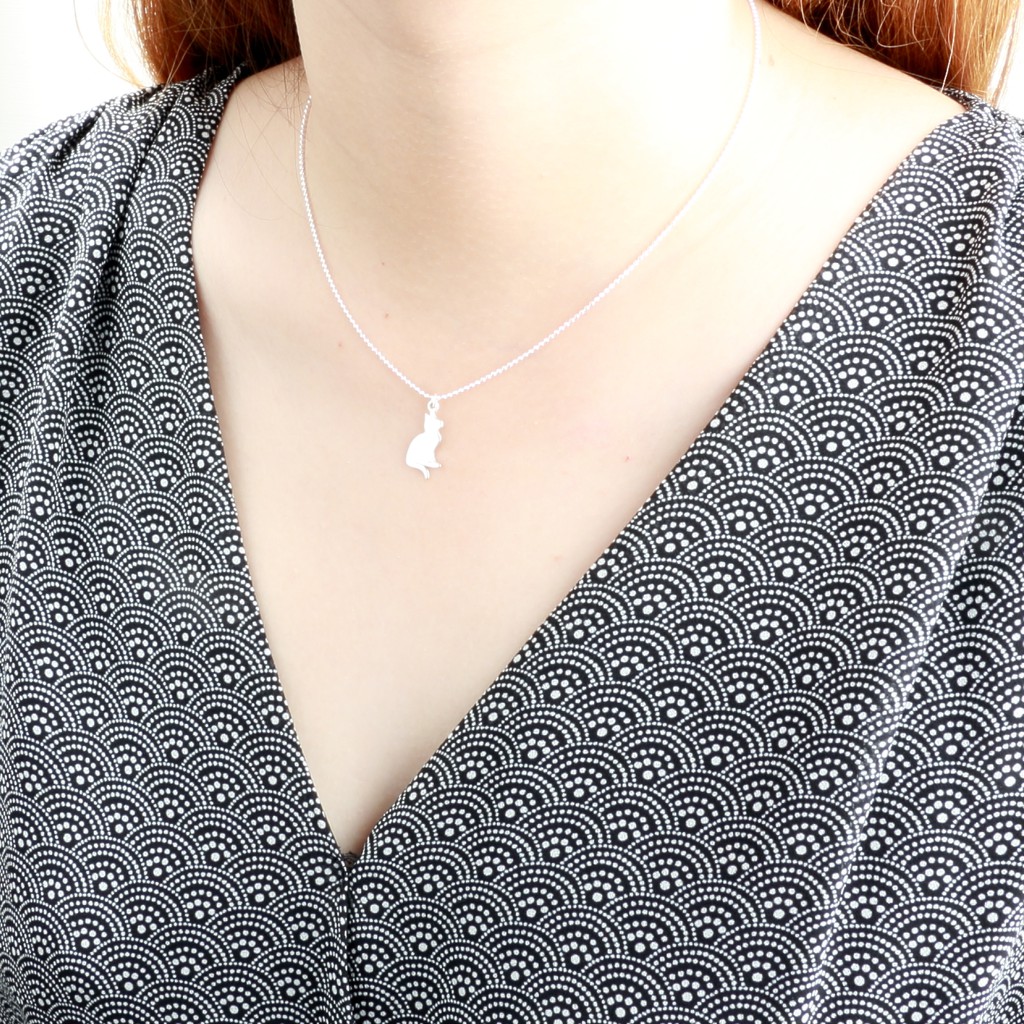 Cat Kitten Meow Meditation s925 sterling silver necklace Valentine Day gift, , large