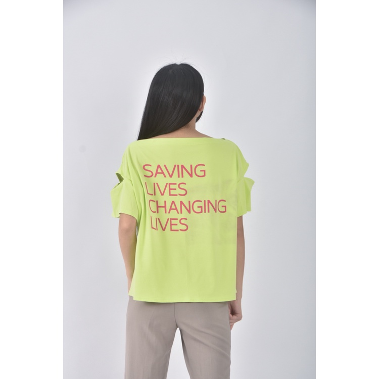 (XL) eqiange字母綠色短袖上衣二手衣, , large
