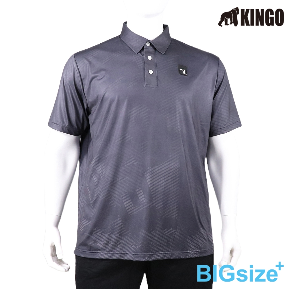 KINGO-大尺碼-男款 排汗POLO衫-鐵灰-413205, , large