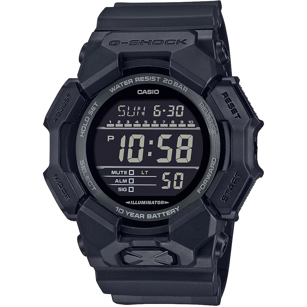 CASIO 卡西歐 G-SHOCK 10年電力 大螢幕電子錶 學生錶 GD-010-1A1