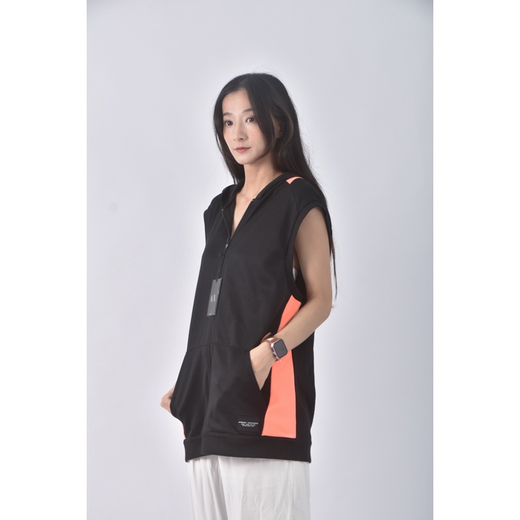 (L) armani exchange棉質連帽背心黑色外套二手衣, , large