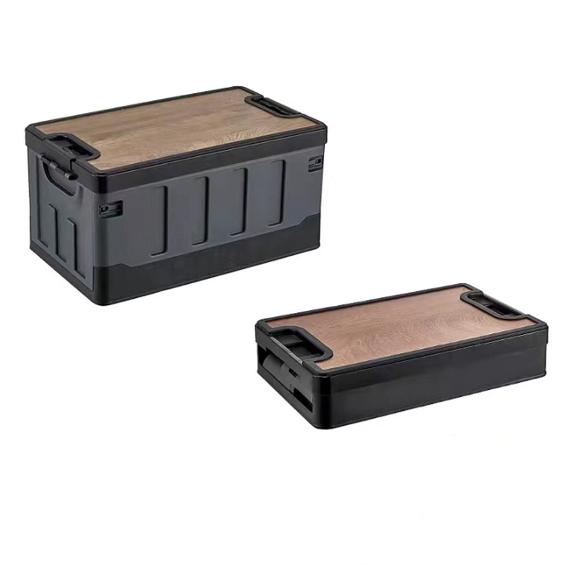 【Y HOUSE】Flat cover foldable storage box, storage box, foldable outdoor camping, car storage, camping picnic - black