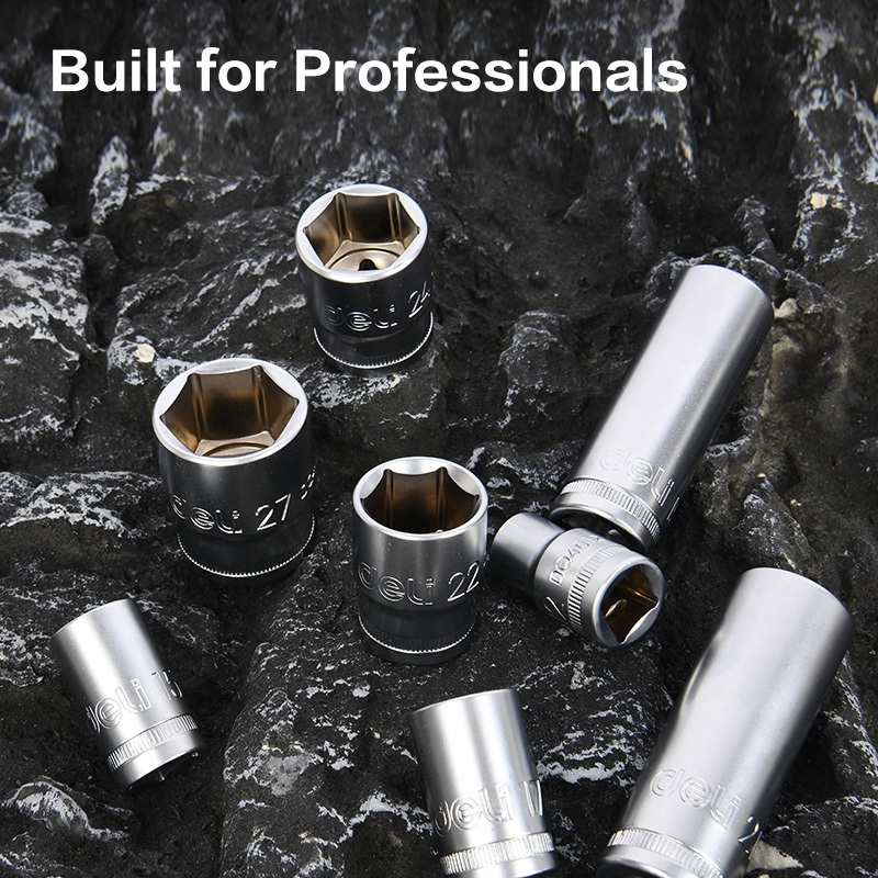 【deli tools】1/4 inch Socket Wrench Set 43PCS, , large