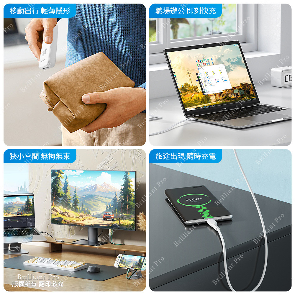 Practical brand GaN IU1C folding charger PR-UA12 PD/QC fast charging USBA USBC dual specification support, , large