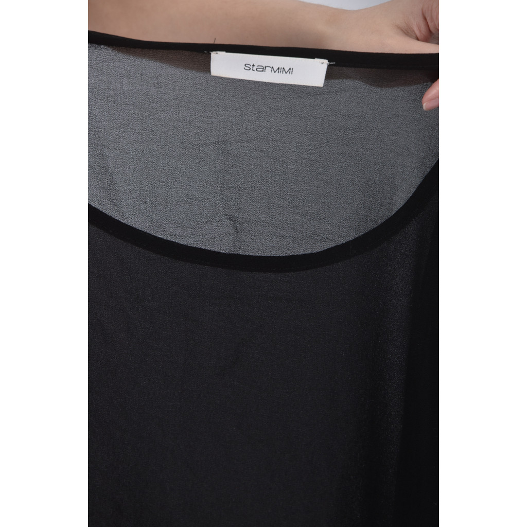 (XL) starmimi透紗黑色長袖上衣二手衣, , large