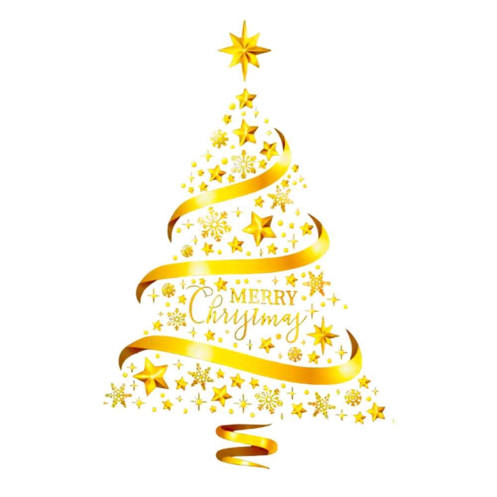 摩達客耶誕-金色5號緞帶聖誕樹-無痕窗貼玻璃靜電貼窗貼, , large