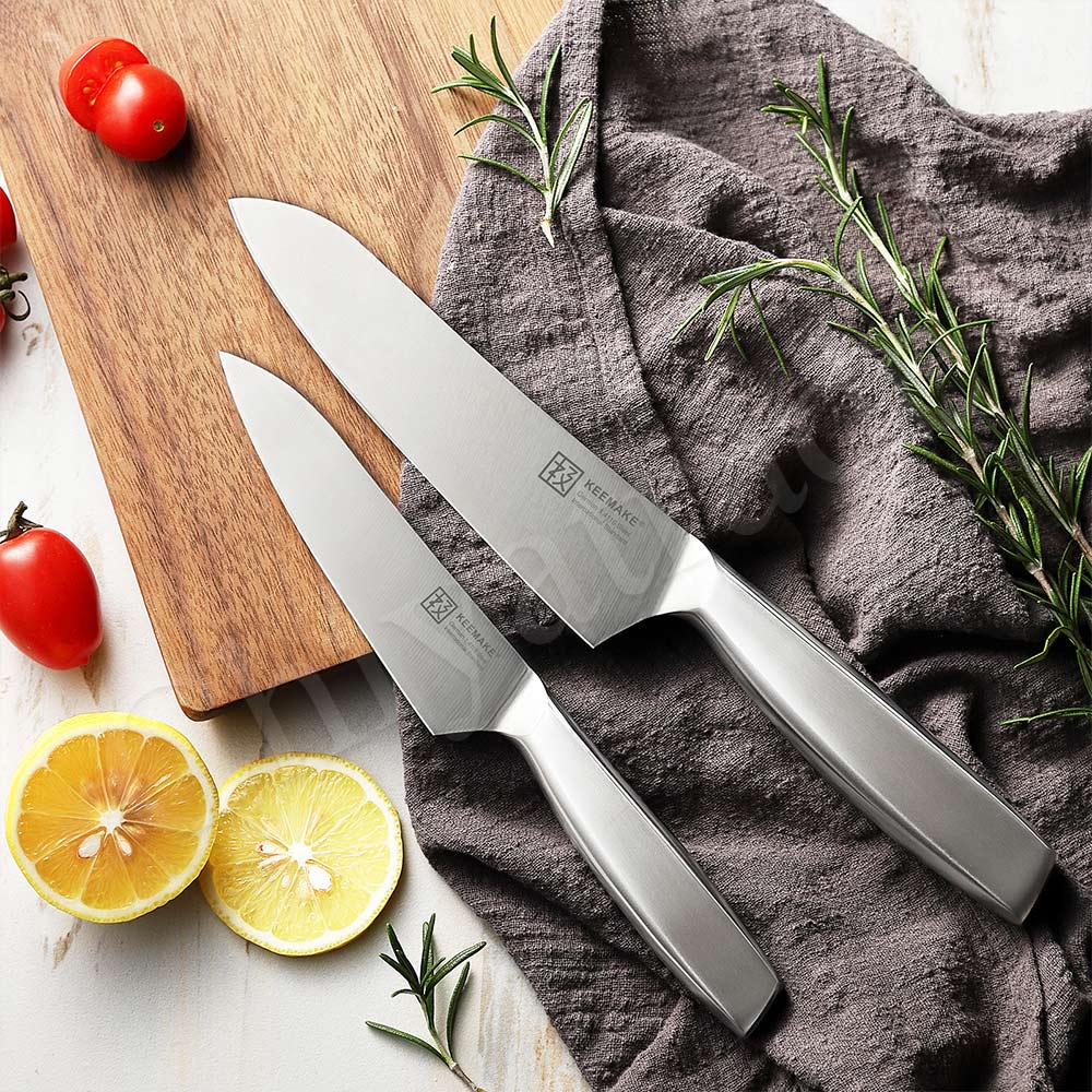 【日本極KEEMAKE】日本極 高碳鋼 輕巧極緻一體構造 不鏽鋼刀-2入組(三德刀+蔬果小刀), , large
