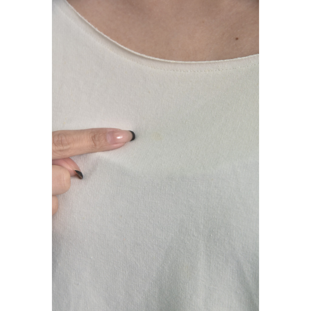 (M) 質感圓領白色短袖上衣二手衣, , large
