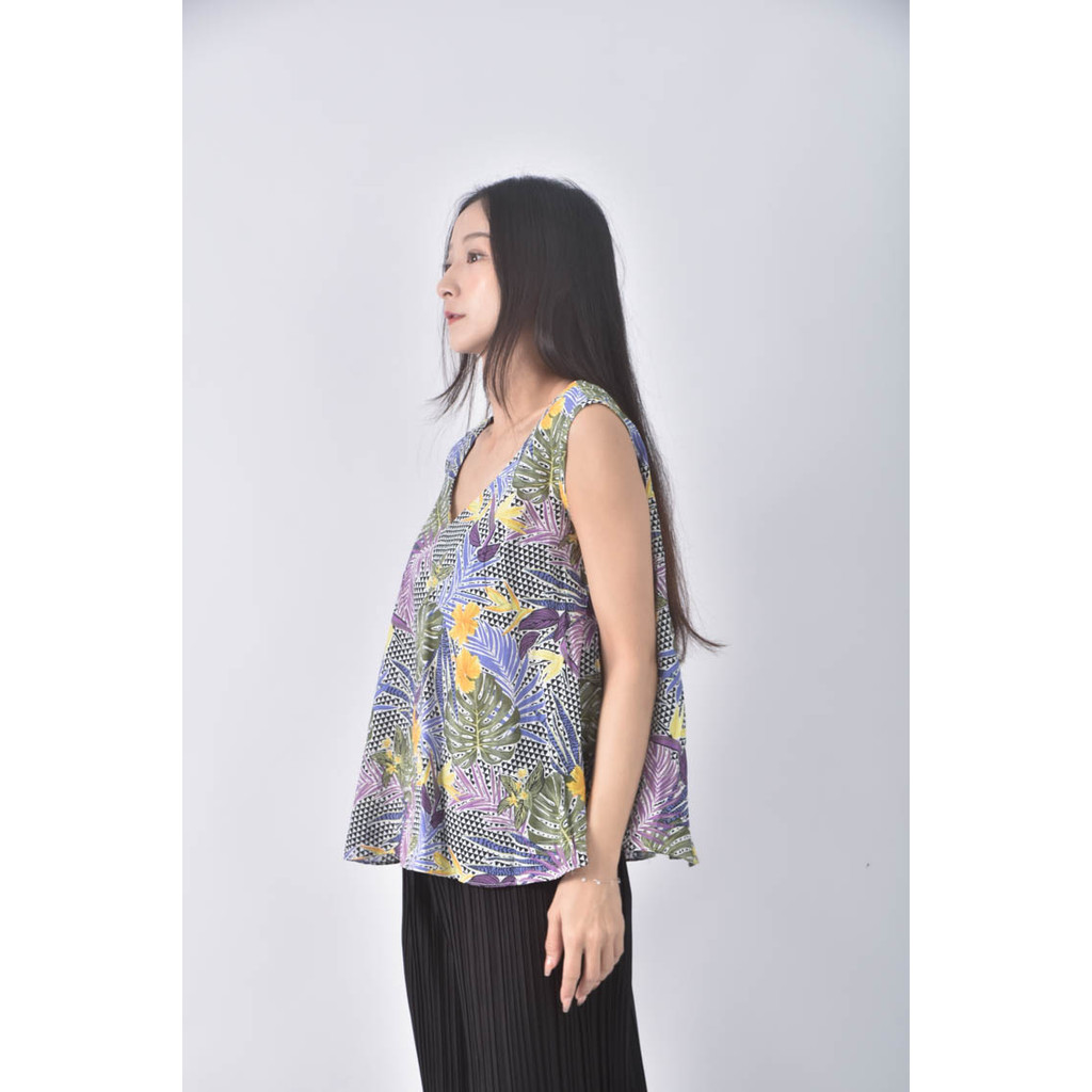 (M) 棉質植物紫色上衣二手衣, , large