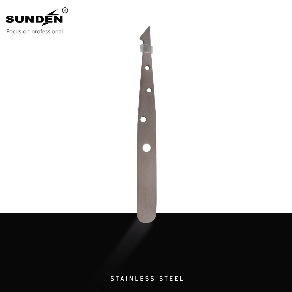 Slanted Point Tweezers, Stainless Steel, Precision Eyebrow and Hair Removal, SUNDEN SD2310, , large