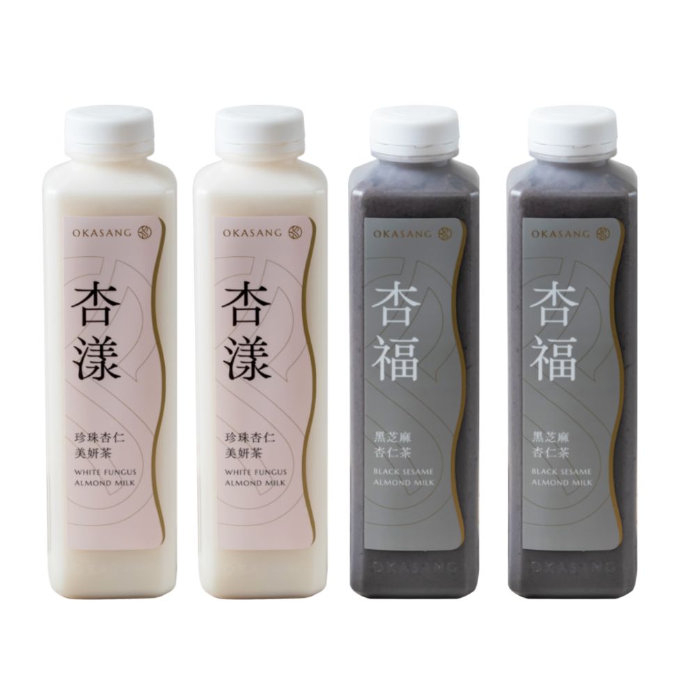 OKASANG Almond Beauty Tea Set | 1000ml × 4 (Pearl Almond Beauty Tea*2,  Black Sesame Almond Tea*2), , large
