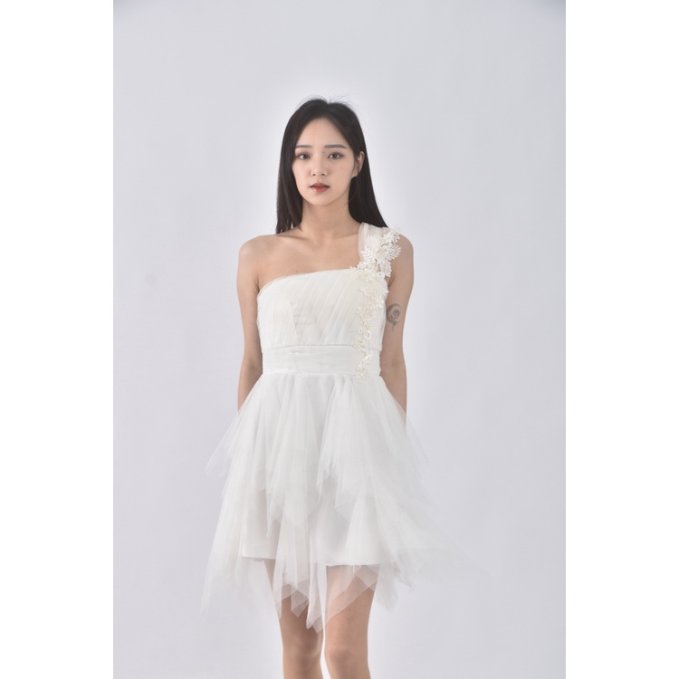 (S) 禮服露肩白色洋裝二手衣, , large