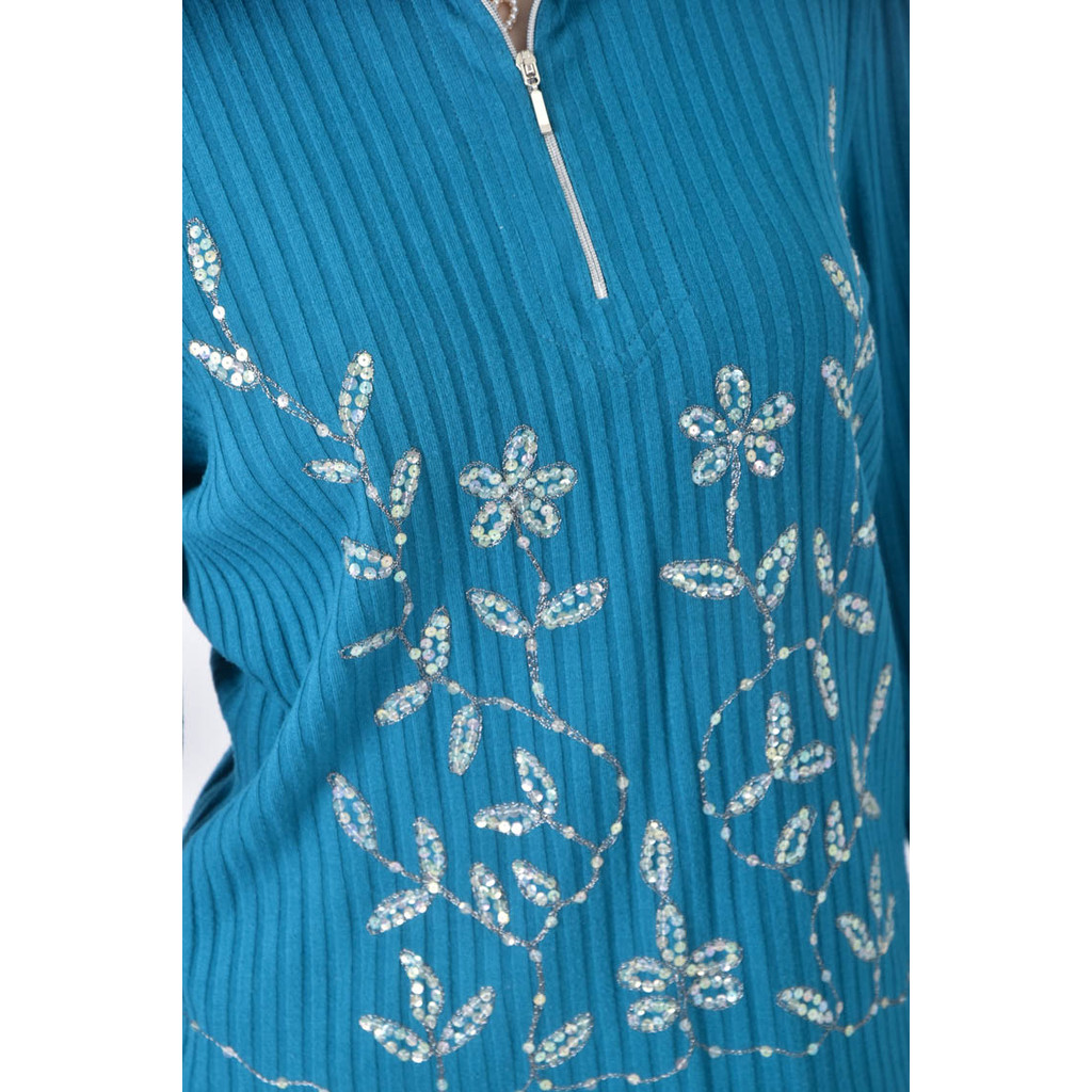 (M) kinkai花紋藍色長袖上衣二手衣, , large