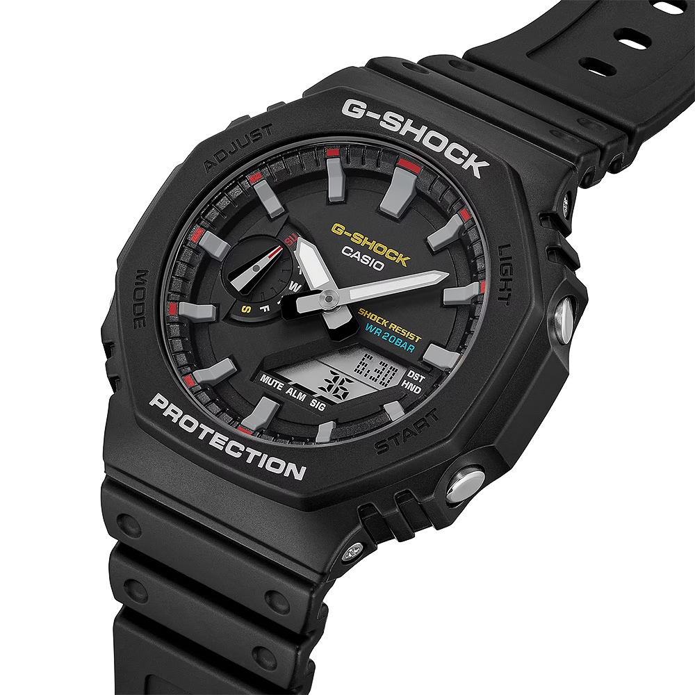 CASIO 卡西歐 G-SHOCK 經典配色八角雙顯手錶 GA-2100RL-1A, , large