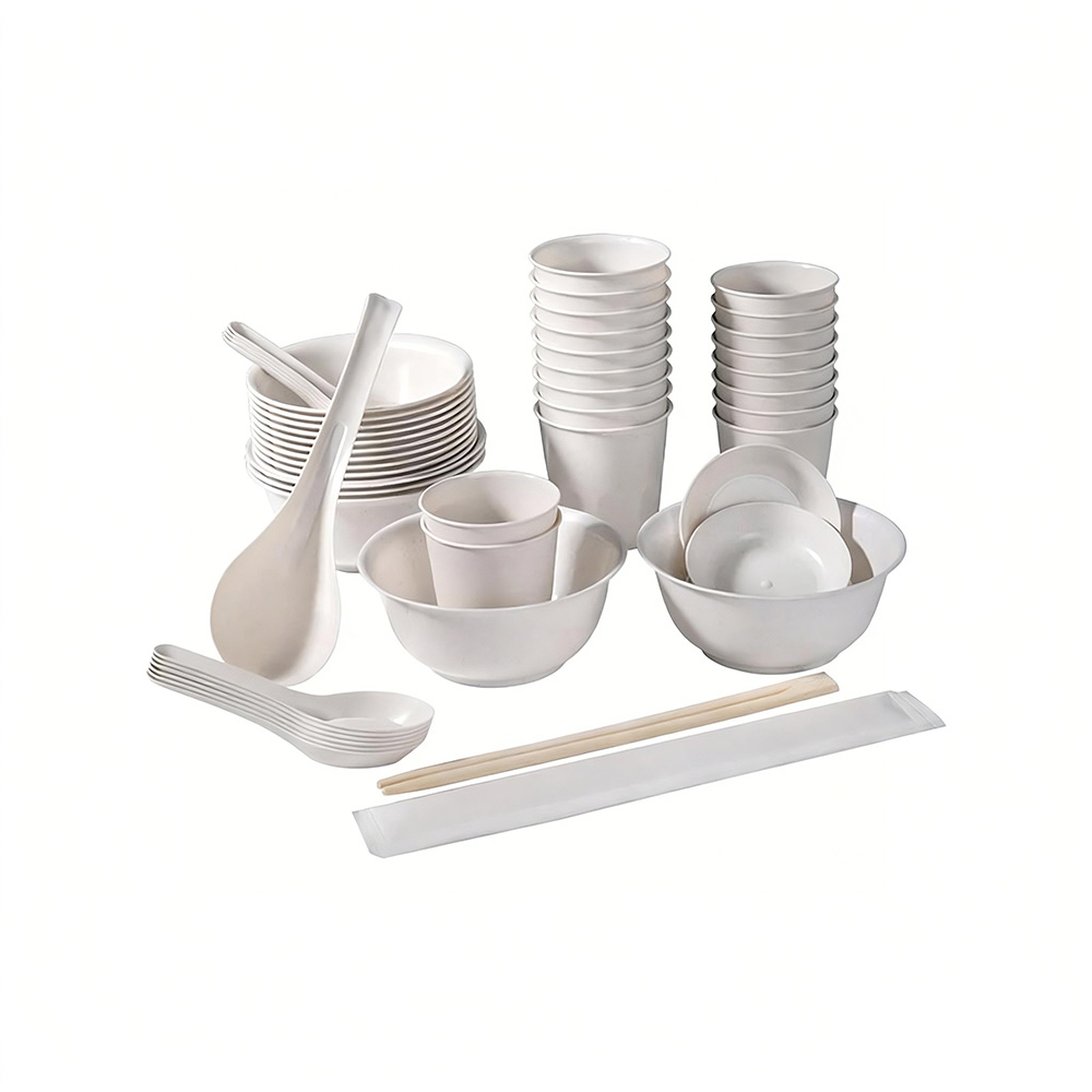 露營用品一次性稻殼餐具7件套（稻殼餐具 環保碗筷 野餐餐具 家用一次性碗）, , large