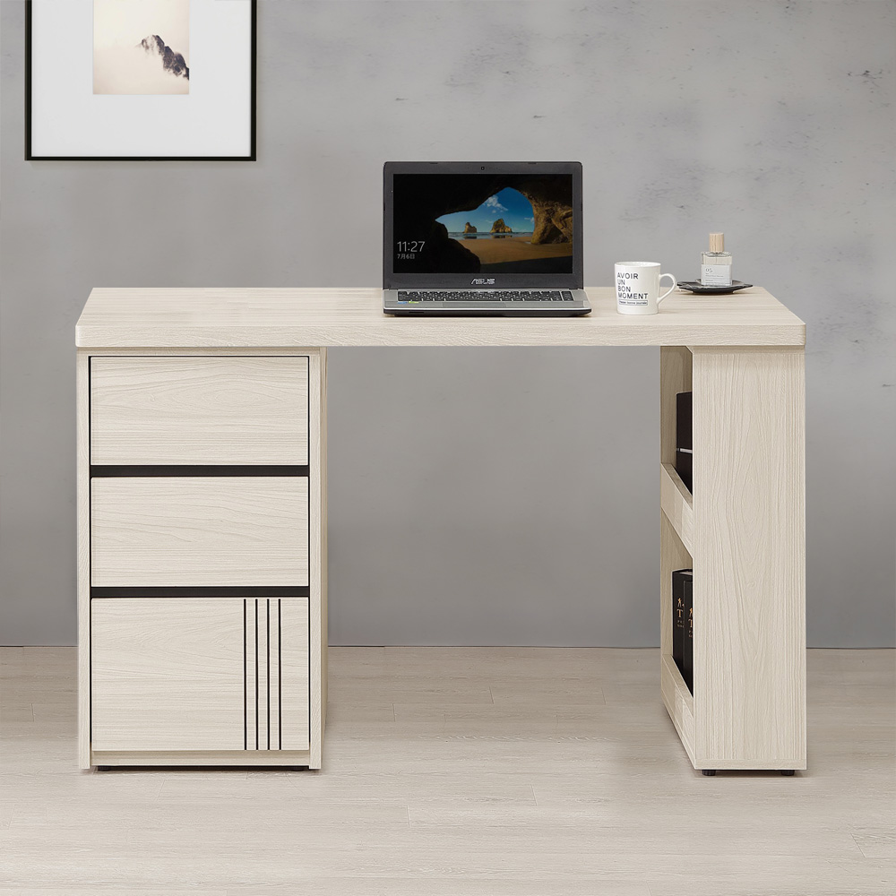 【Homelike】 喜家居4尺三抽書桌(2542), , large