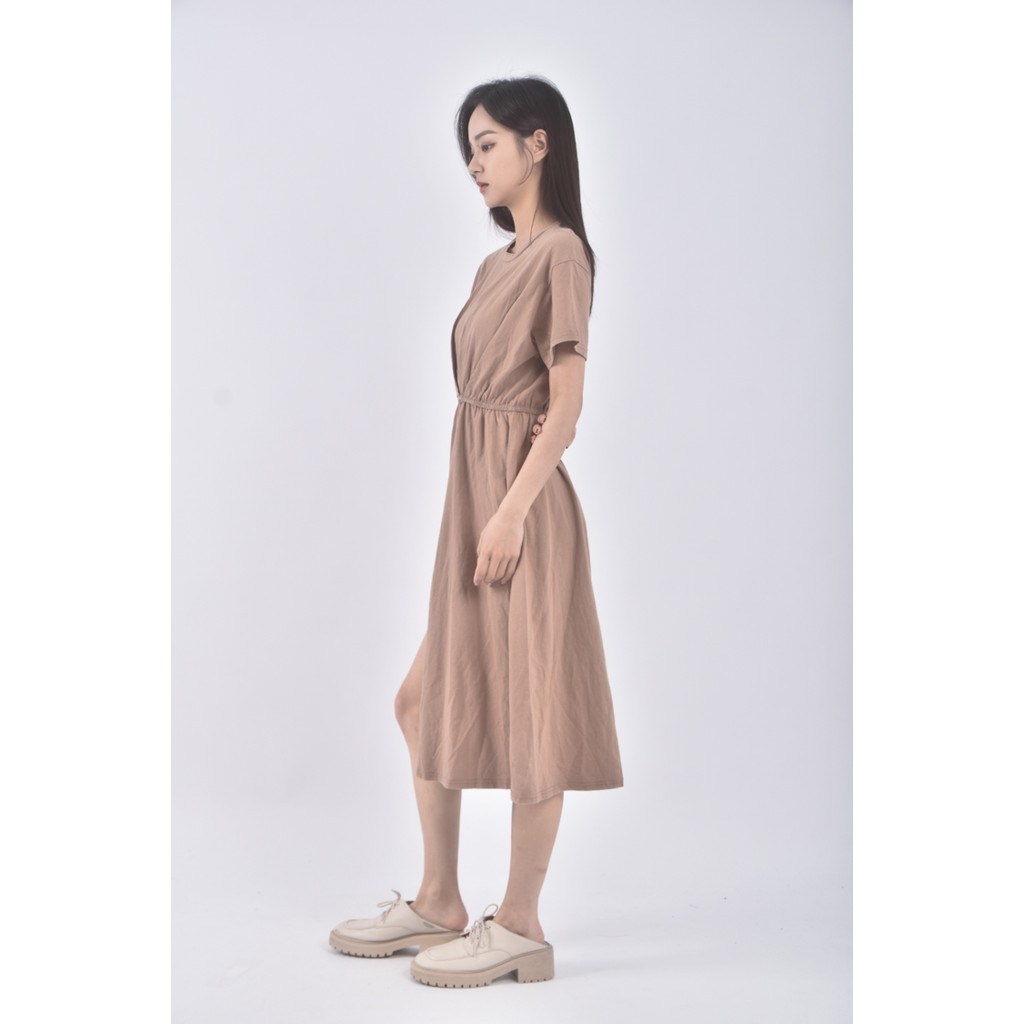 (S) chao han jia質感收腰棕色洋裝二手衣, , large