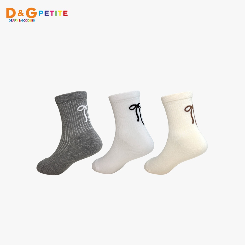 【D&G KIDS】蝴蝶結童襪<中灰,17-21cm>D600 短襪 襪子, , large