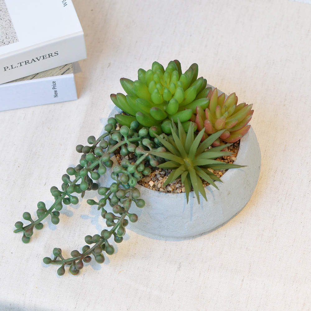 【YU Living】人造多肉植物水泥盆栽 仿]真植物盆栽 4吋, , large