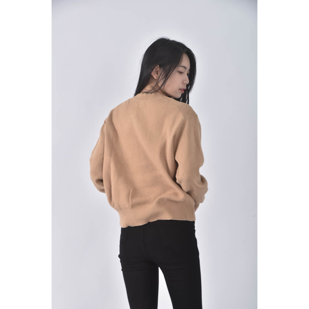 (XL) uniqlo質感棉質純棉杏色長袖上衣二手衣, , large