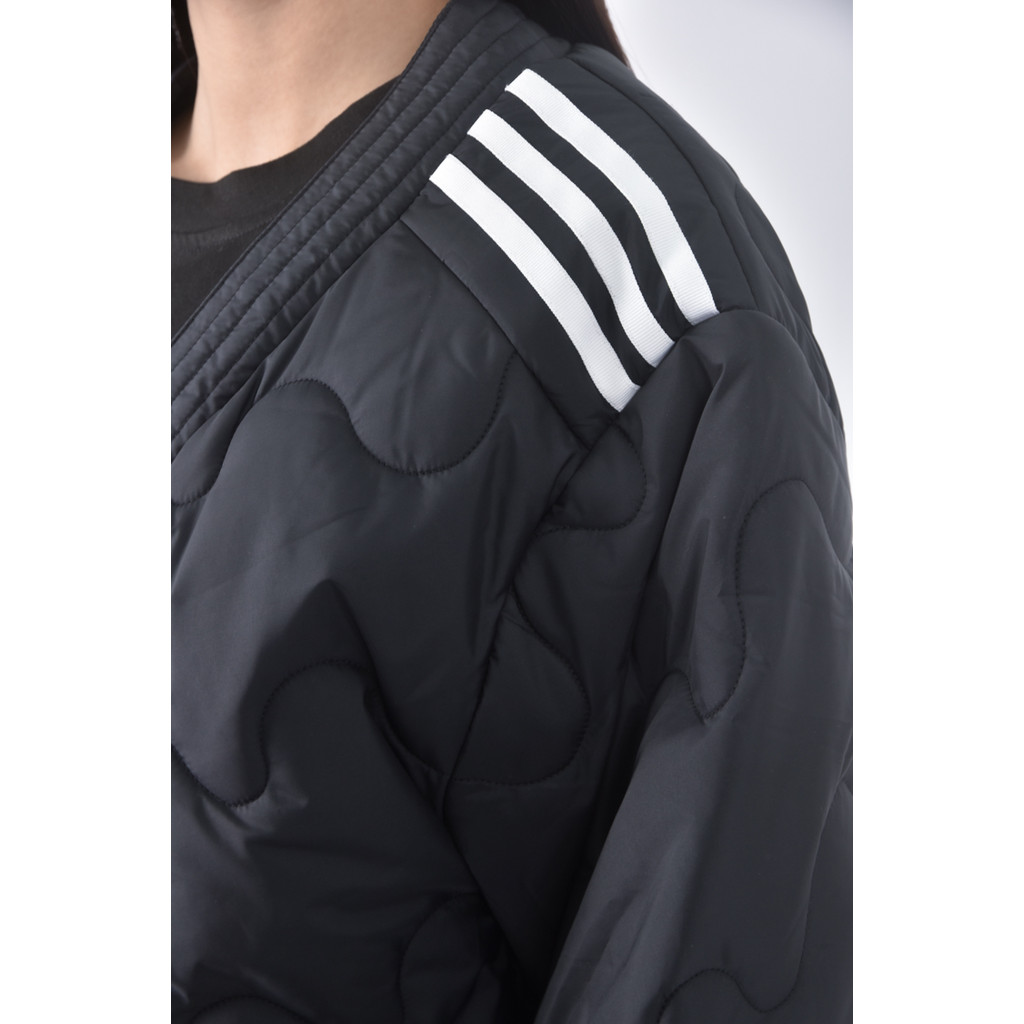 (XL) adidas質感修身短版麵包黑色外套二手衣, , large