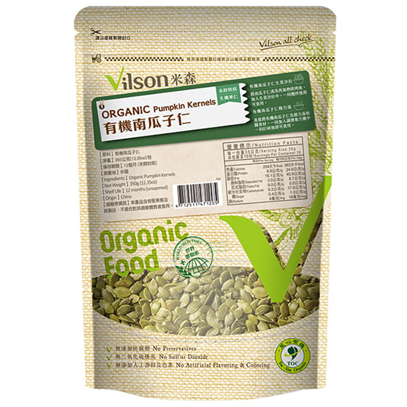 【米森 vilson】有機南瓜子仁(未烘焙)(350g/包), , large