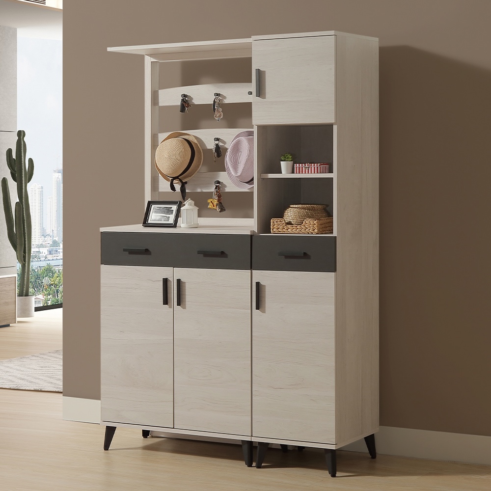 【唯熙傢俱】米可橡木白4尺鞋櫃, , large