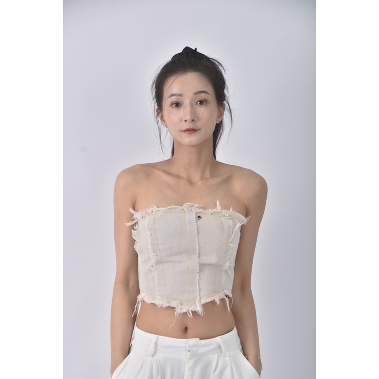 (S) 【安于晴Charlene私服】質感抹胸杏色上衣二手衣, , large